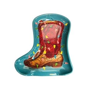 The Pioneer Woman Christmas Cowboy Boot with Lights Melamine Holiday Spoon Rest‎
